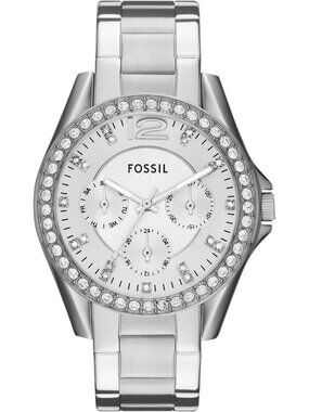 Fossil Women's Silver Analog Quartz Riley Stainless Steel Multifunction Watch